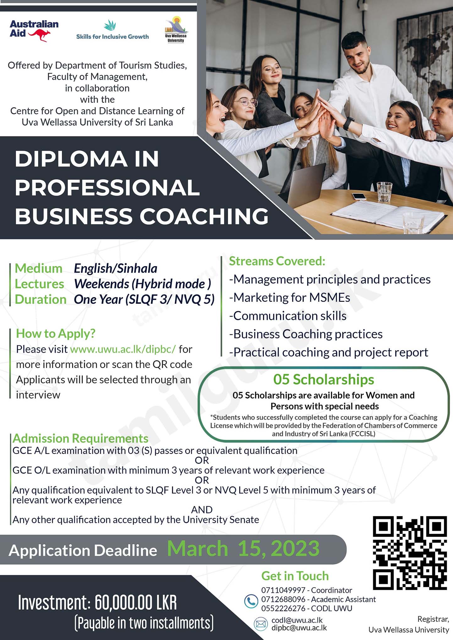 Diploma in Professional Business Coaching 2023 - Uva Wellassa University