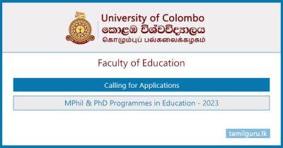 MPhil & PhD Programmes in Education 2023 - University of Colombo