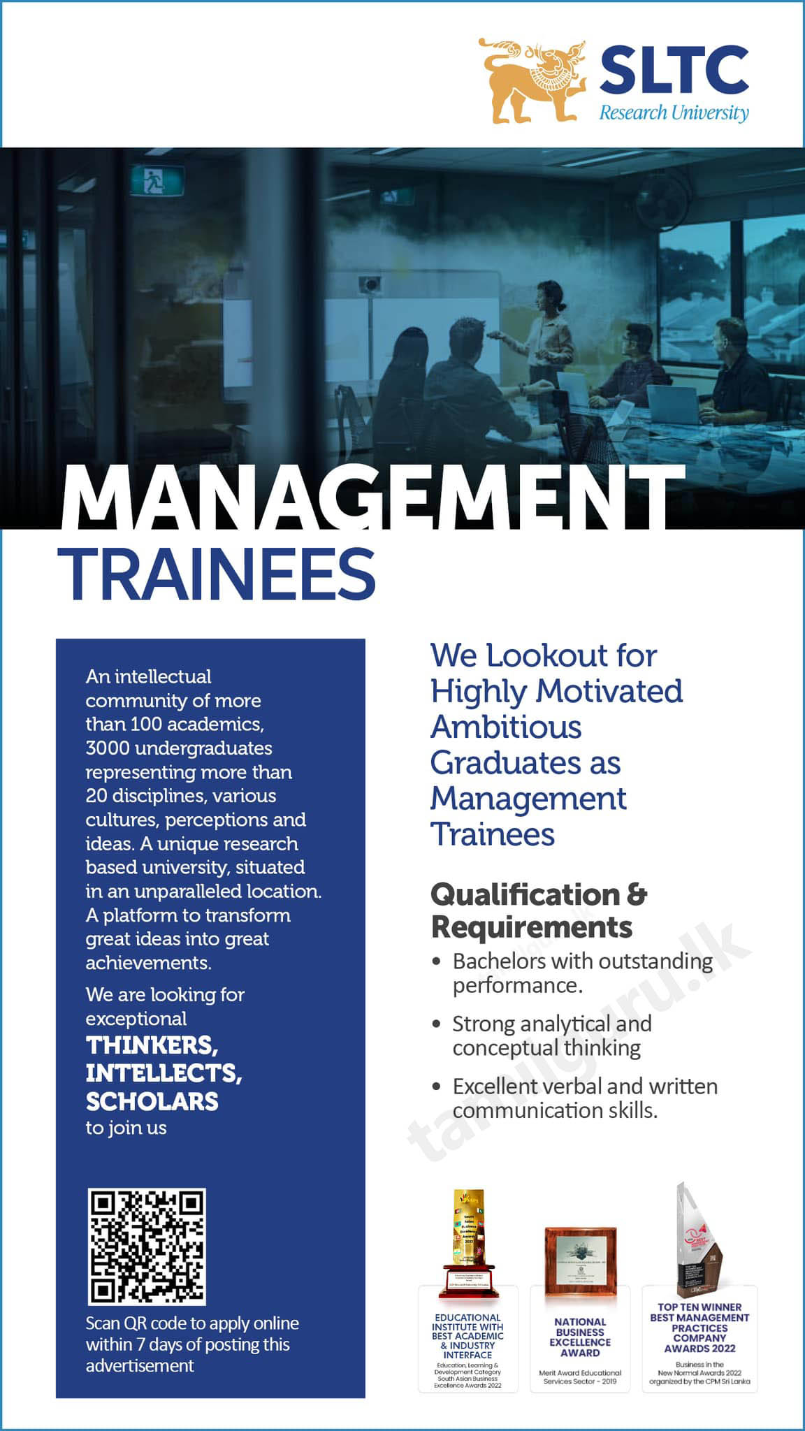 Management Trainees Vacancies 2023 - SLTC Research University