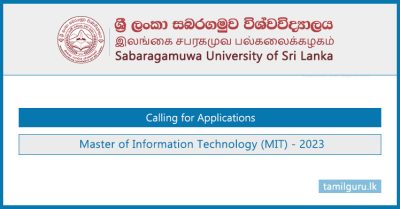 Master of Information Technology (MIT) 2023 - Sabaragamuwa University