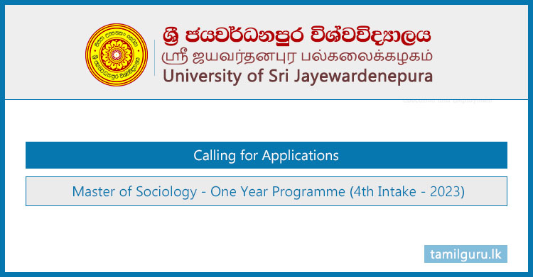 Master of Sociology Programme 2023 - University of Sri Jayewardenepura