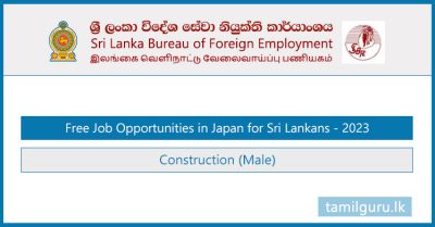 Construction (Male) Job Vacancies in Japan 2023 - Sri Lanka Bureau of Foreign Employment (SLBFE)