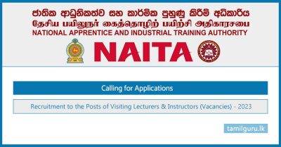 Visiting Lecturers & Instructors Vacancies at NAITA Sri Lanka 2023