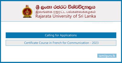 Certificate Course in French for Communication 2023 - Rajarata University (RUSL)