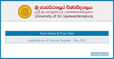 Examinations of External Degrees (May 2023) - University of Sri Jayewardenepura