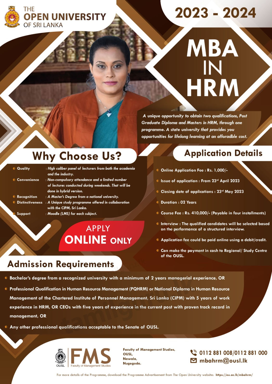 MBA in Human Resource Management (HRM) 2023 - Open University of Sri Lanka