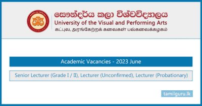 Academic Vacancies 2023 June - University of the Visual and Performing Arts (VAPA)