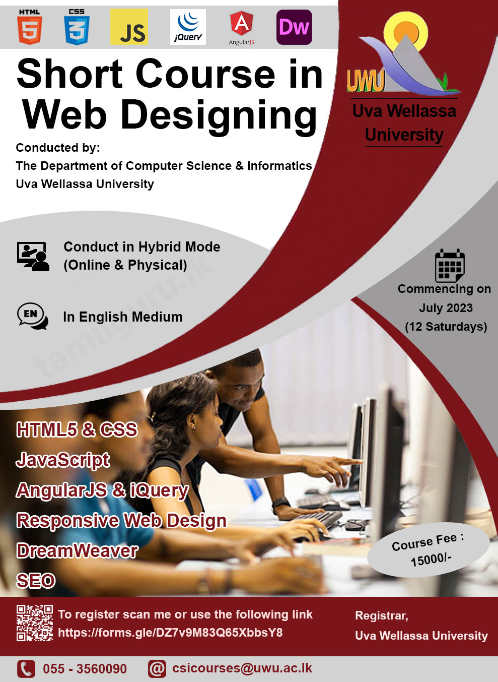 Short Course in Web Designing 2023 - Uva Wellassa University