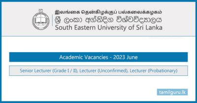 South Eastern University (SEUSL) Academic Vacancies - 2023 June