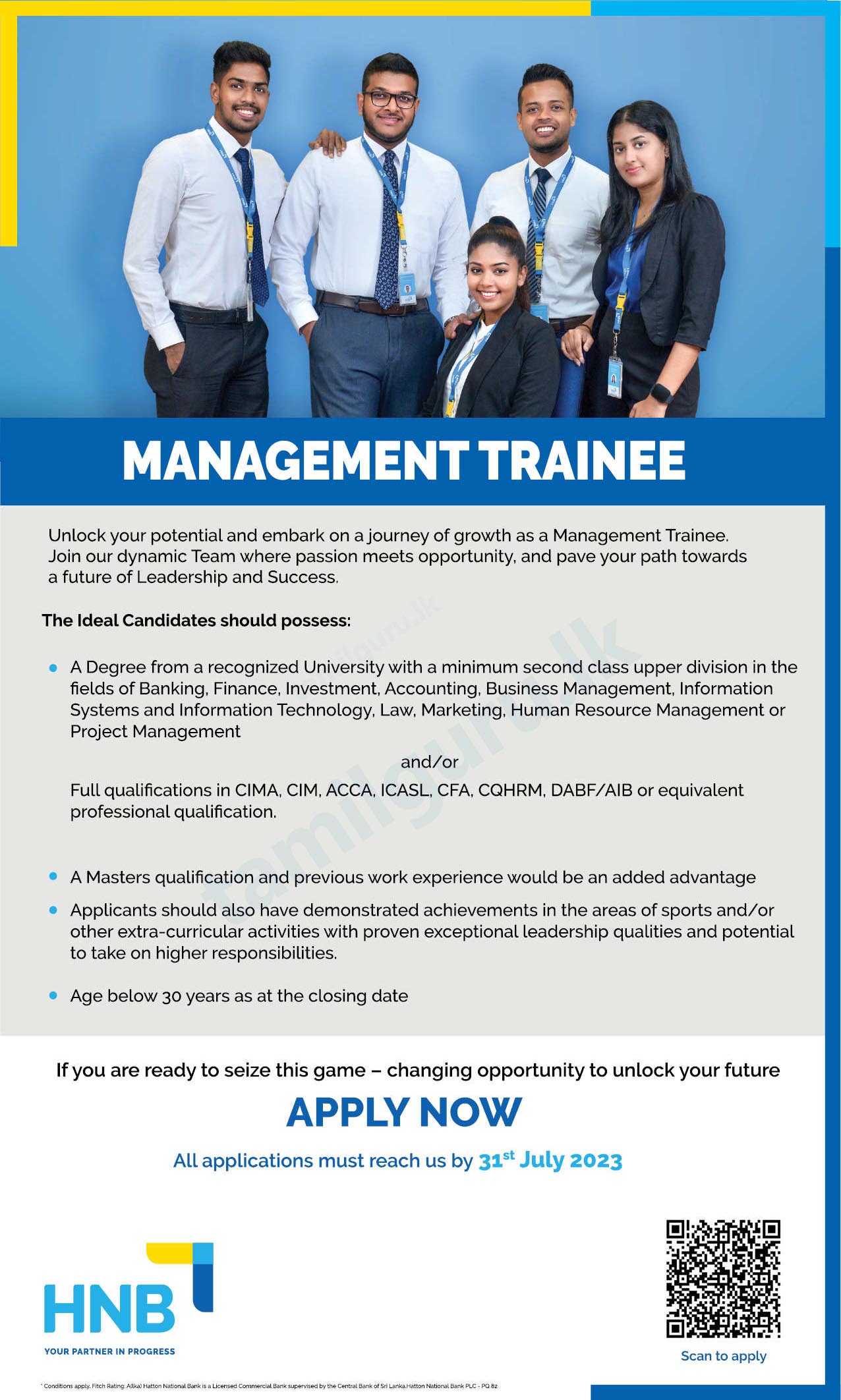 Management Trainee Programme (Vacancies) 2023 - Hatton National Bank (HNB)