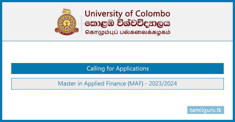 Master in Applied Finance (MAF) 2023 - University of Colombo