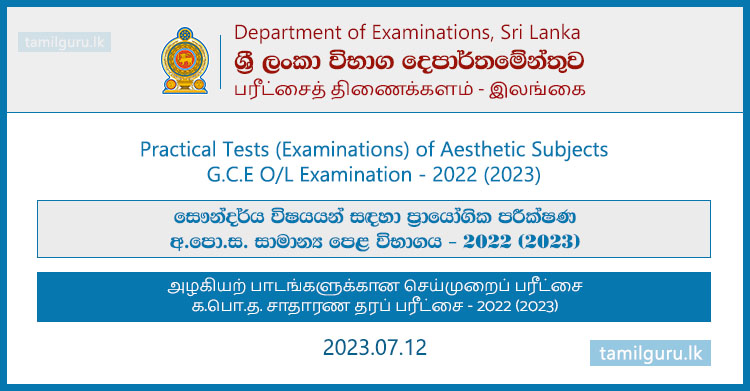 Practical Tests (Aesthetic Subjects) - GCE OL Examination 2022 (2023)