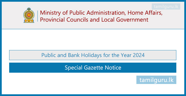 Public and Bank Holidays for the Year 2024 - Sri Lanka Government