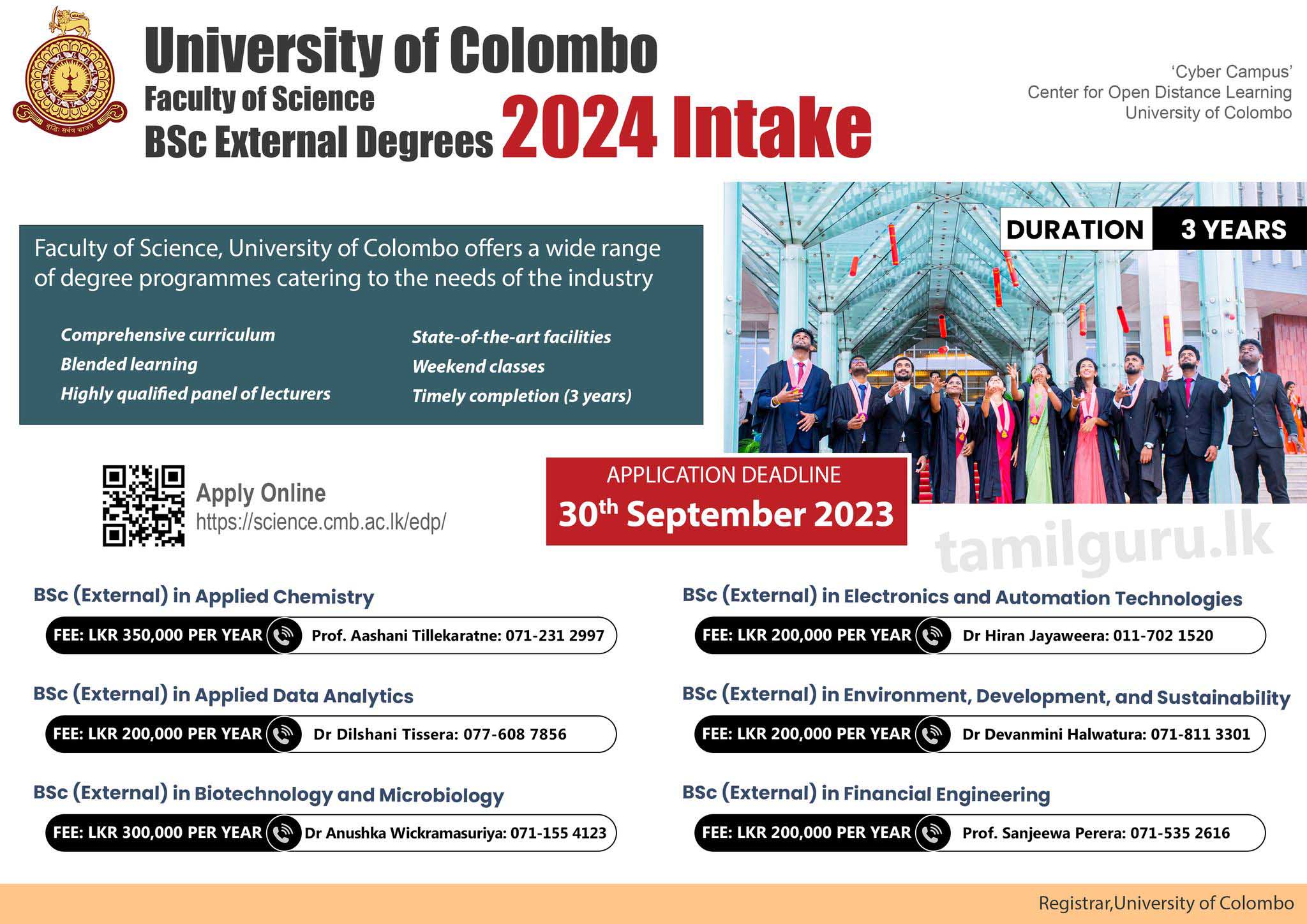 BSc External Degree Programmes 2023/2024 - University of Colombo