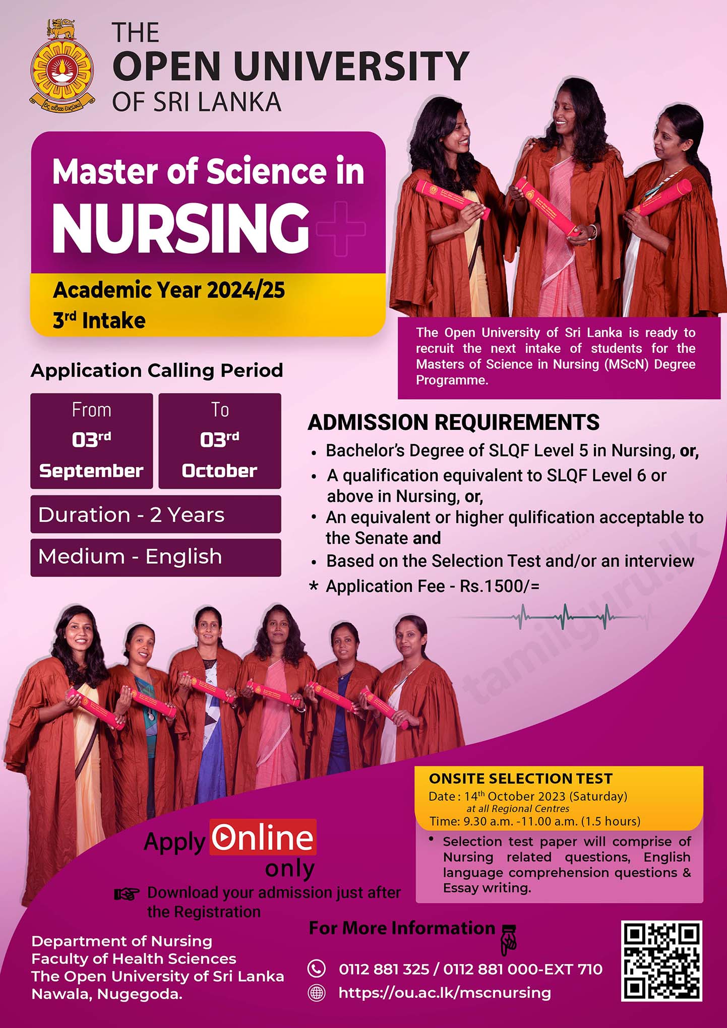 MSc in Nursing Degree Programme 2023 - Open University (OUSL)