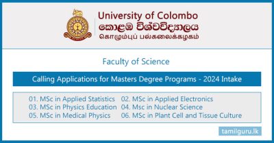 Masters Degree Programs 2024 - Faculty of Science, University of Colombo