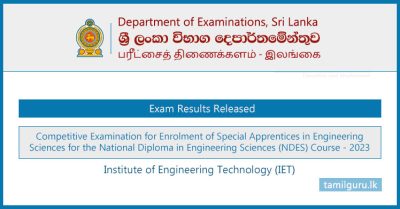 National Diploma in Engineering Sciences (NDES) (IET) Selection Test Results 2023