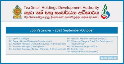 Tea Small Holdings Development Authority (TSHDA) Job Vacancies 2023 - Sep