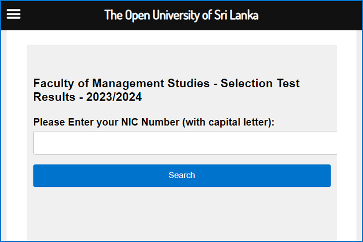 Selection Test Results Released - Bachelor of Management Studies (BMS) Degree Programmes (2023) at Open University (OUSL)