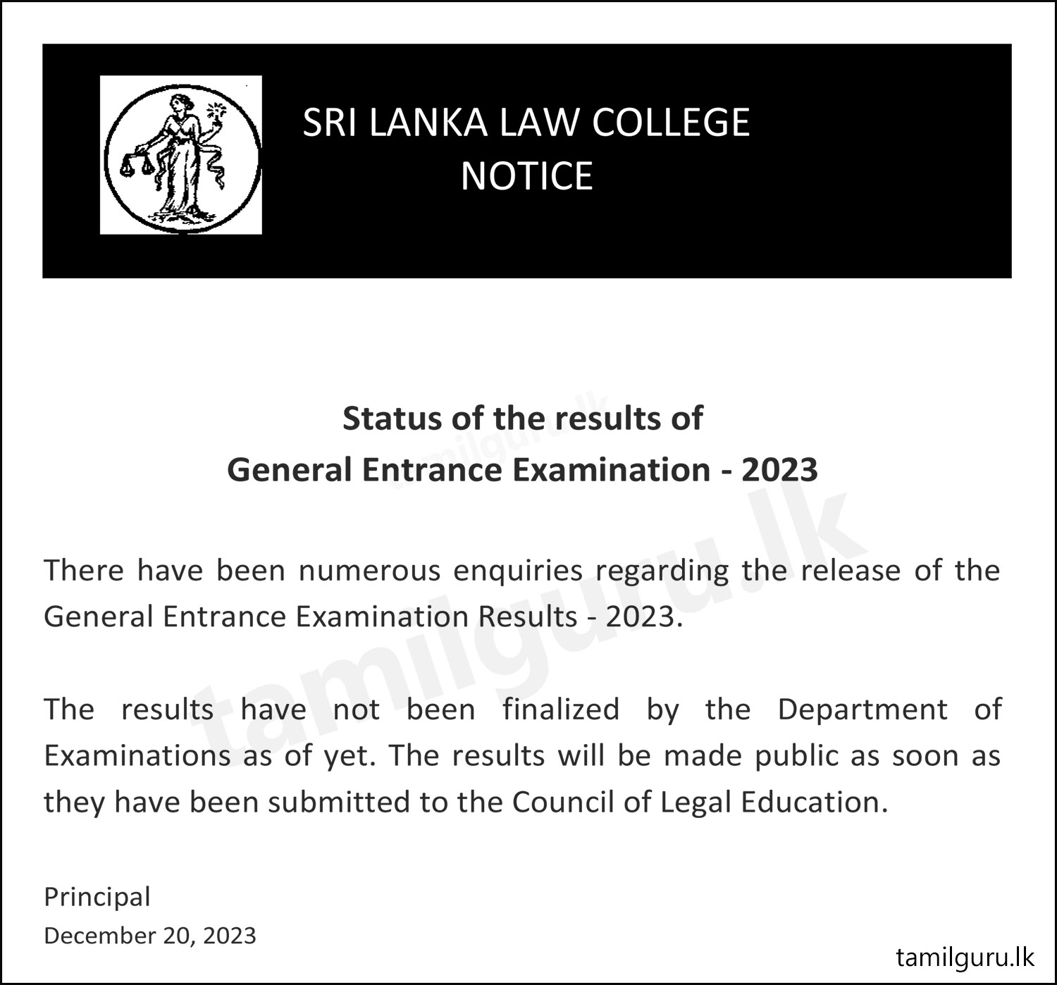 Sri Lanka Law College Entrance Exam 2023 - Results Updates