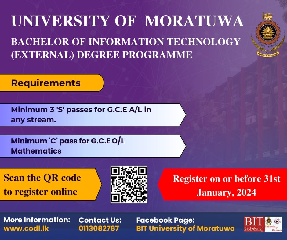 Bachelor of Information Technology (BIT) (External) Degree Programme 2024 - University of Moratuwa