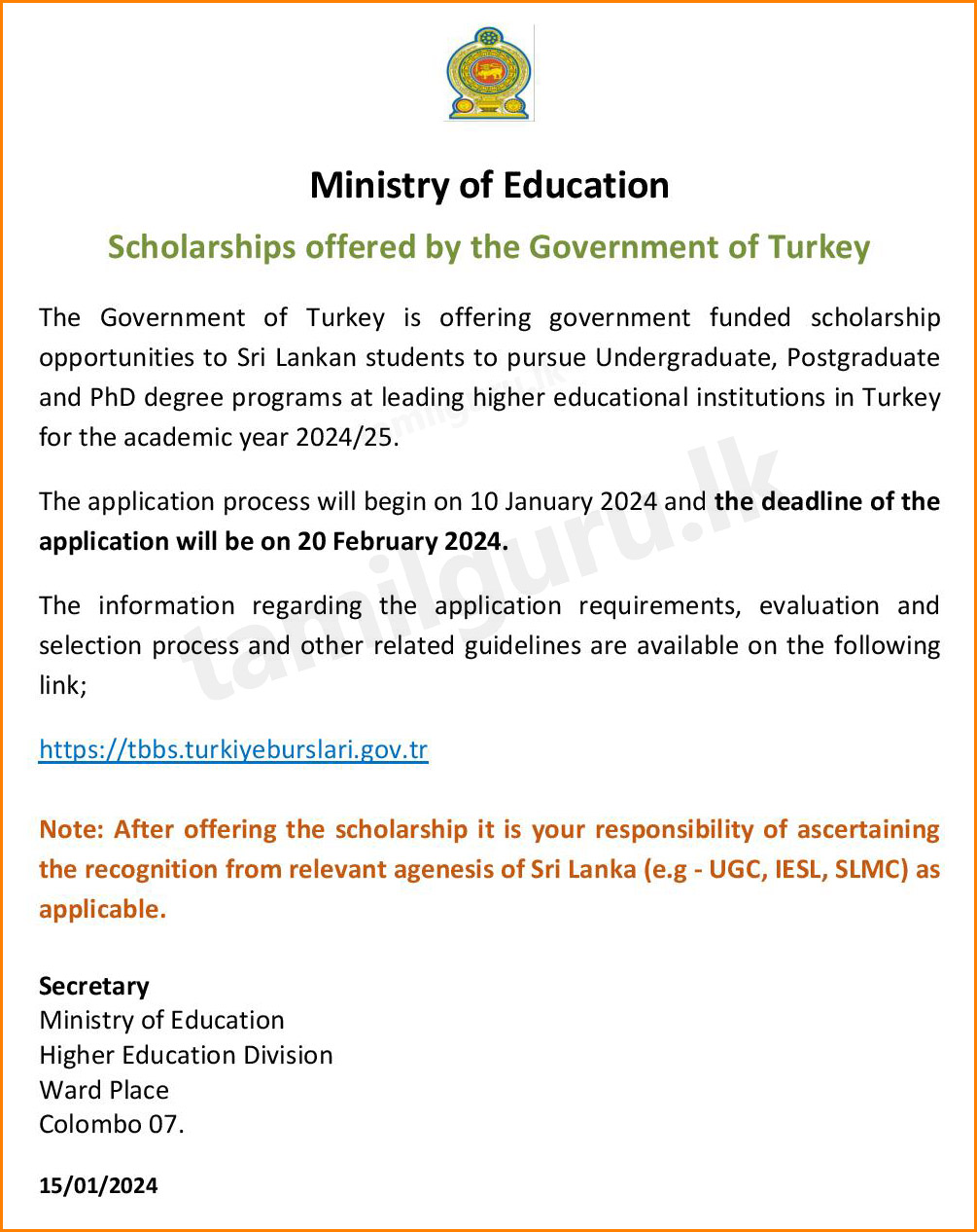 Turkey Scholarships Application 2024 for Sri Lankan & International Students