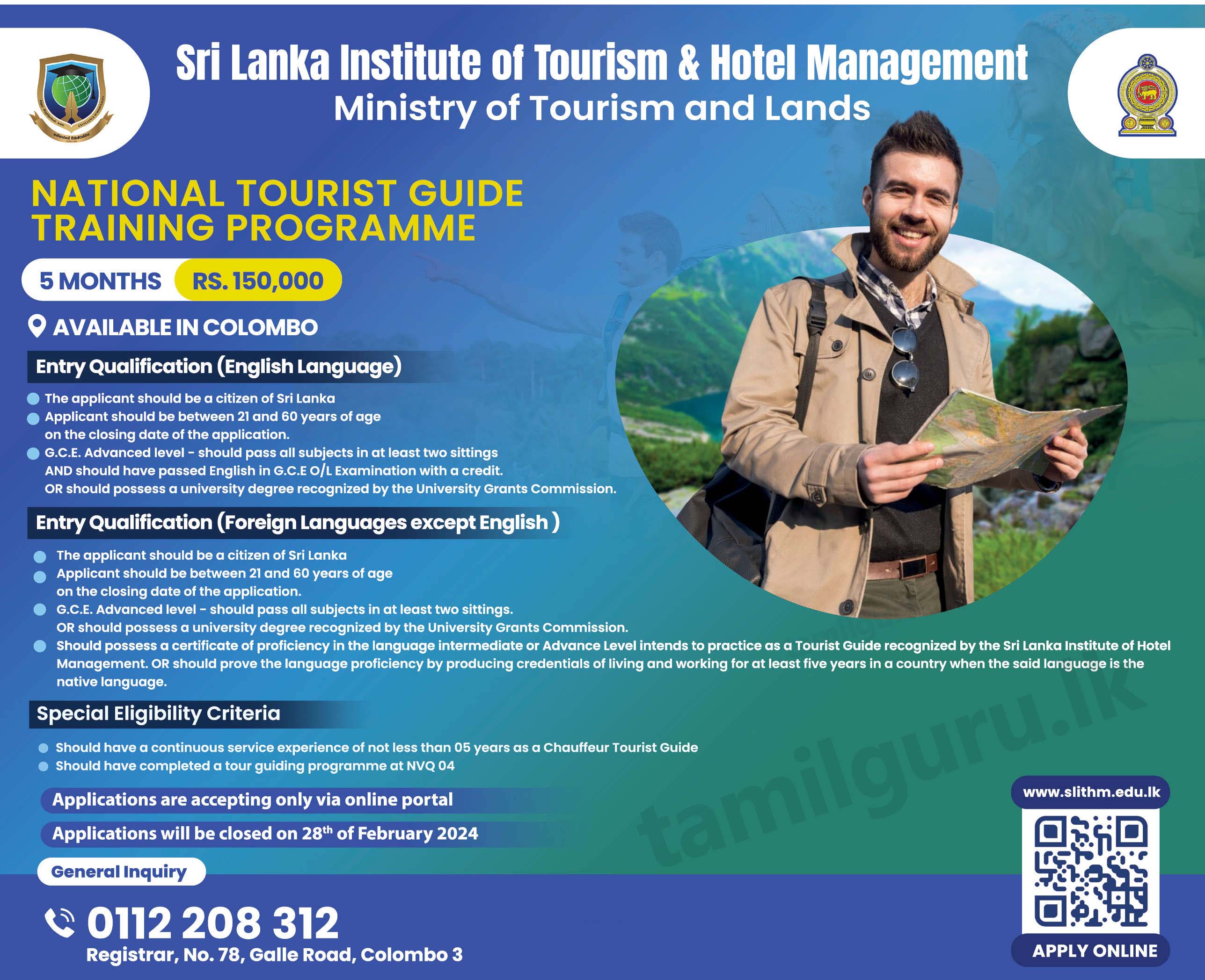 National Tourist Guide Training Programme (Course) 2024 at SLITHM