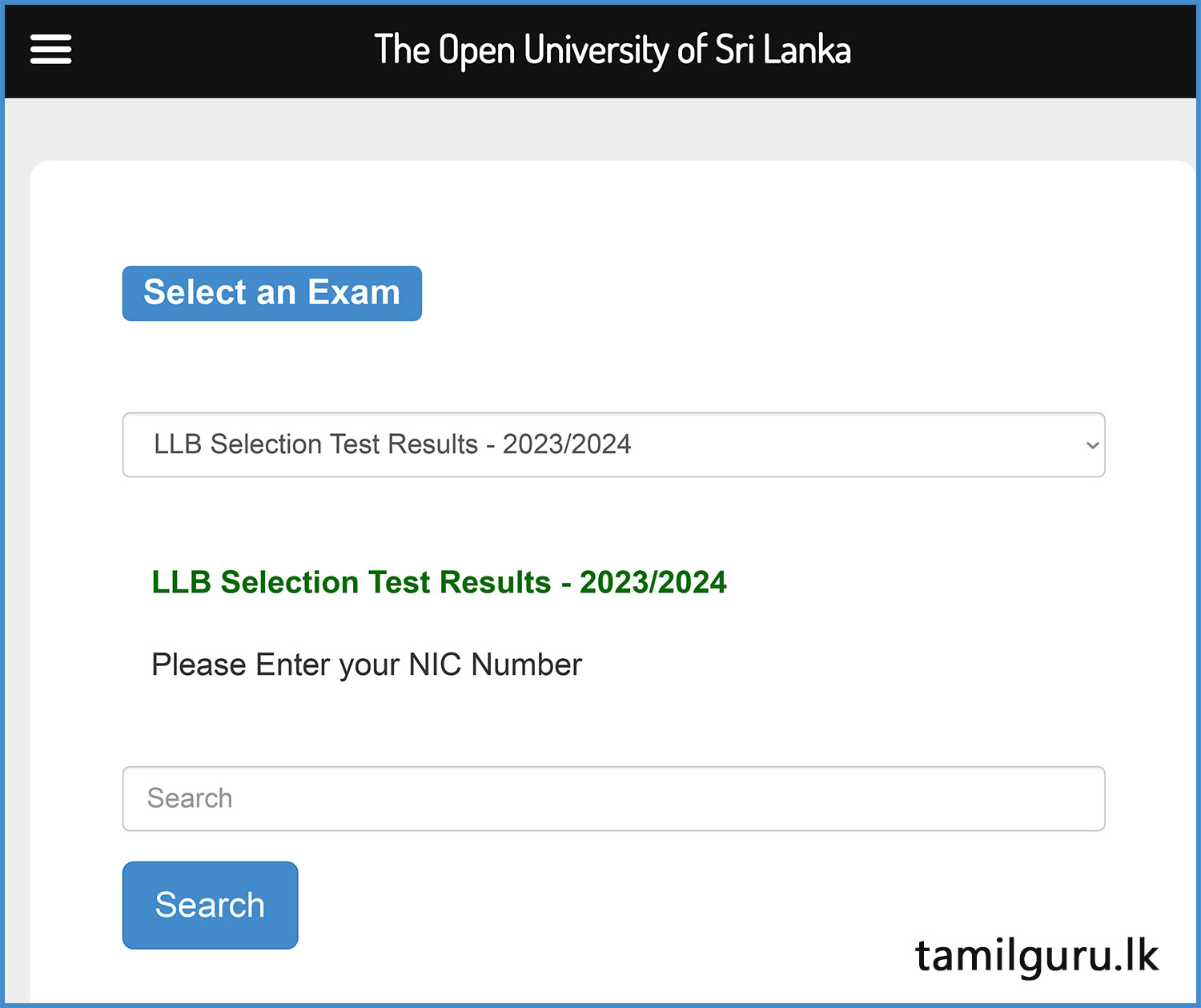 LLB Degree Selection Test Results Released 2023 (2024) - Open University (OUSL)