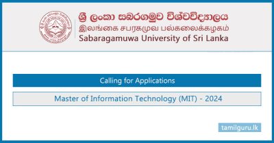 Master of Information Technology (MIT) 2024 - Sabaragamuwa University (SUSL)