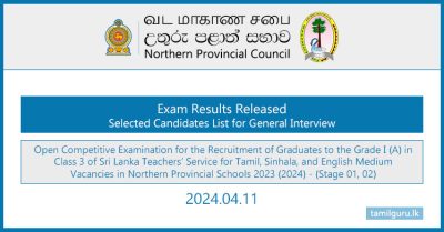 Northern Province Graduate Teaching Exam Results Released 2023 (2024) - Interview List