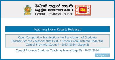Central Province Graduate Teaching Exam (Stage II) Results Released 2024