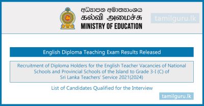 Diploma Teaching (English Subject) Exam Results 2024 - Interview List