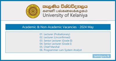 University of Kelaniya Academic Vacancies 2024 May