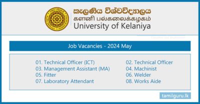 University of Kelaniya (Faculty of Computing and Technology) Vacancies 2024 May