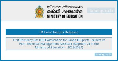 Sports Trainers (Ministry of Education) EB Exam Results Released 2024