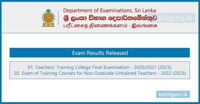 Teachers Training Colleges (Guru Vidyalaya) Final Exam Results 2023 (2024)