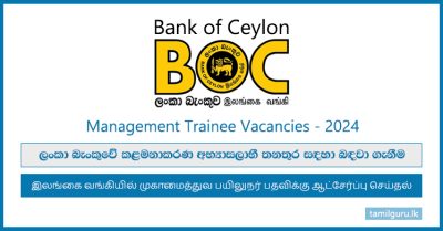 Bank of Ceylon (BOC) - Management Trainee Vacancies 2024