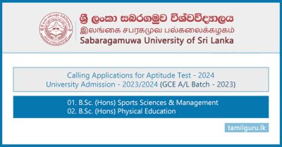 Sabaragamuwa University Sports & Physical Education Aptitude Test 2024