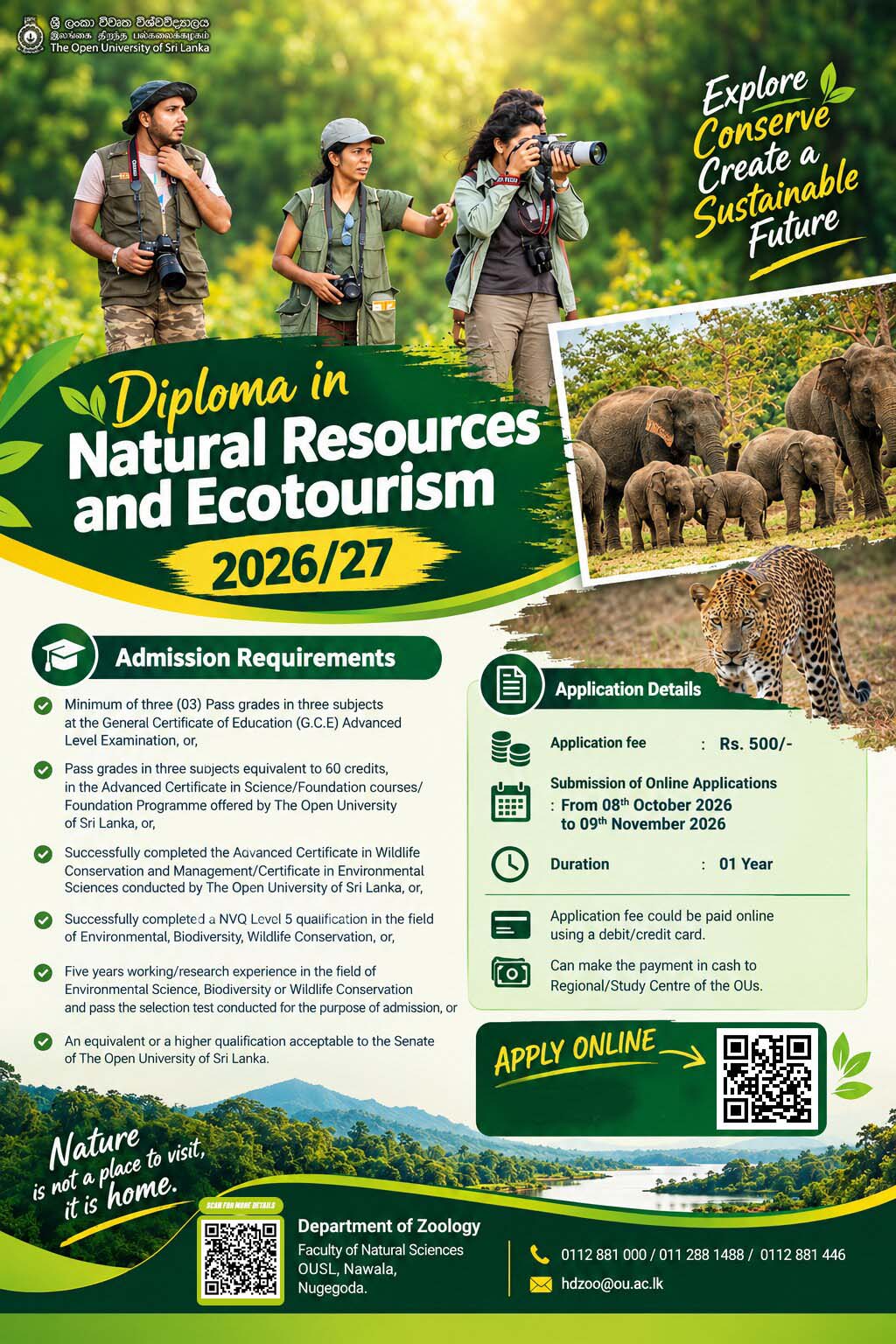 Diploma in Natural Resources and Ecotourism 2026 - Open University (OUSL)