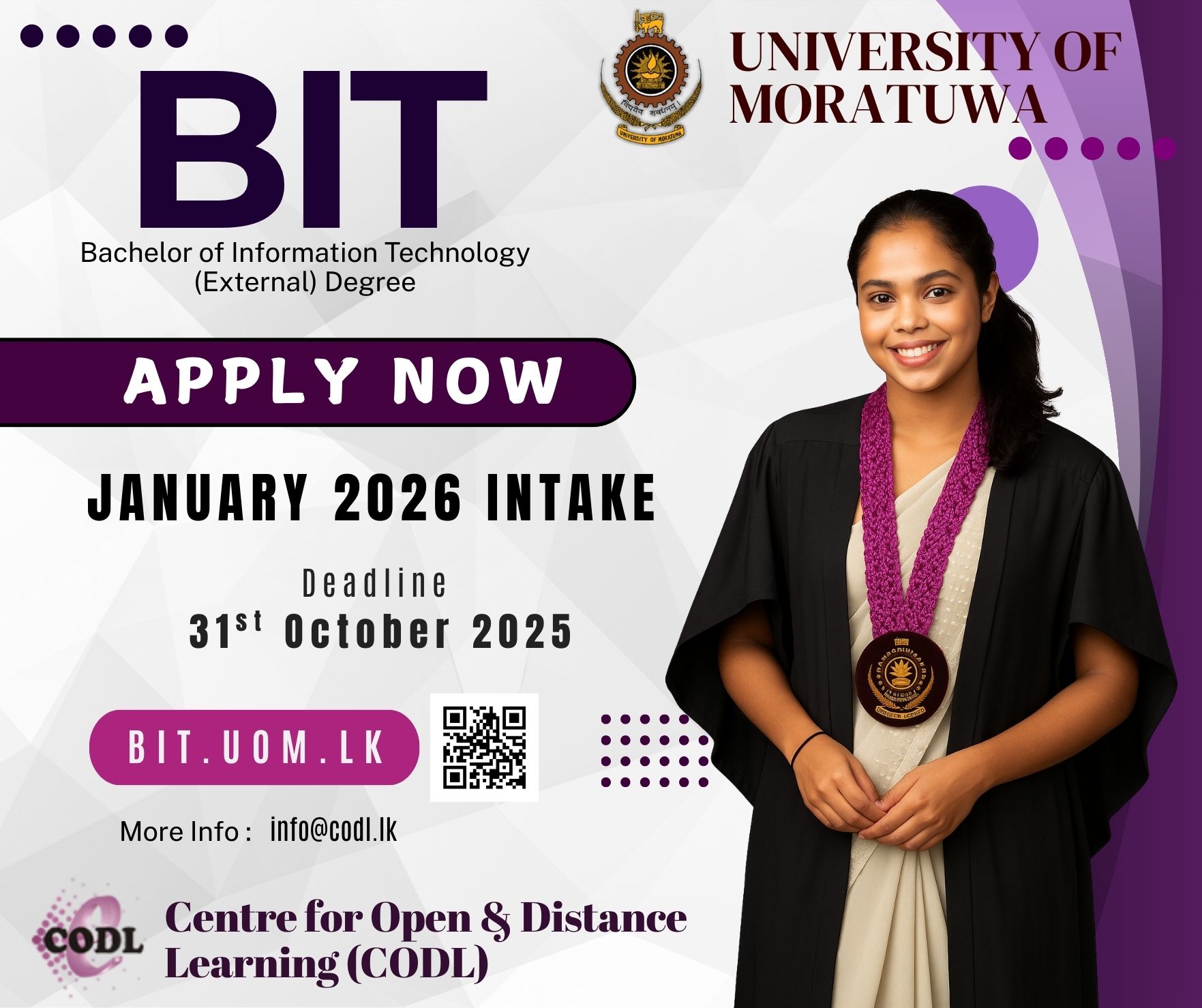 Bachelor of Information Technology (BIT) (External) Degree 2026 - University of Moratuwa