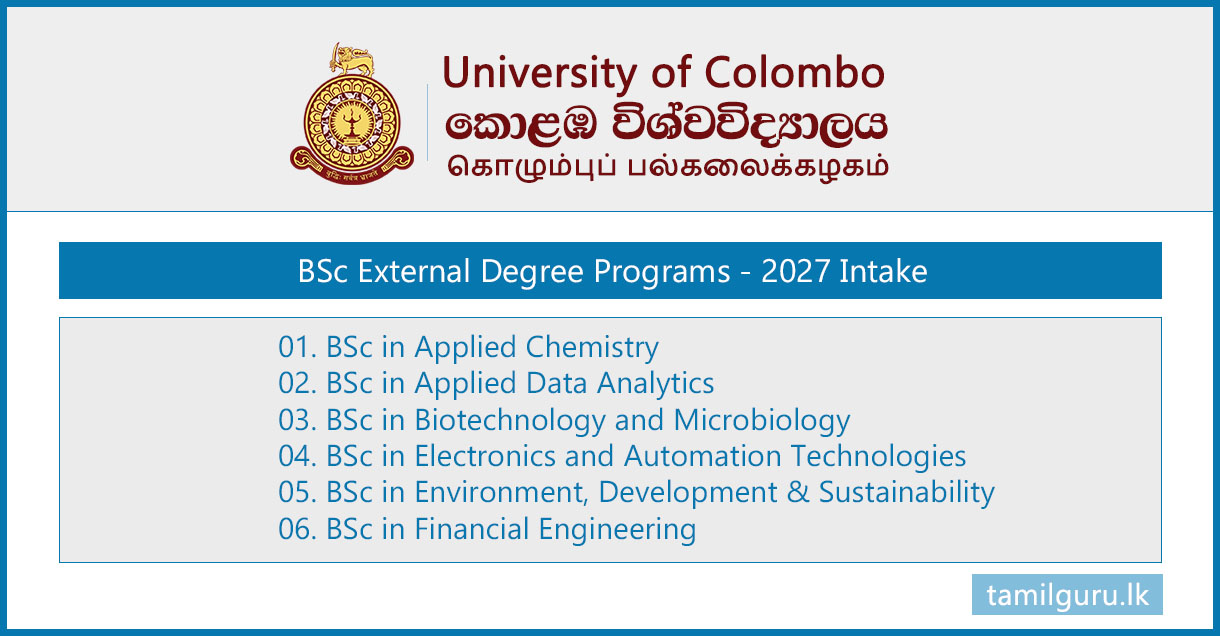 BSc External Degree Programs 2027 - University of Colombo (Science Faculty)