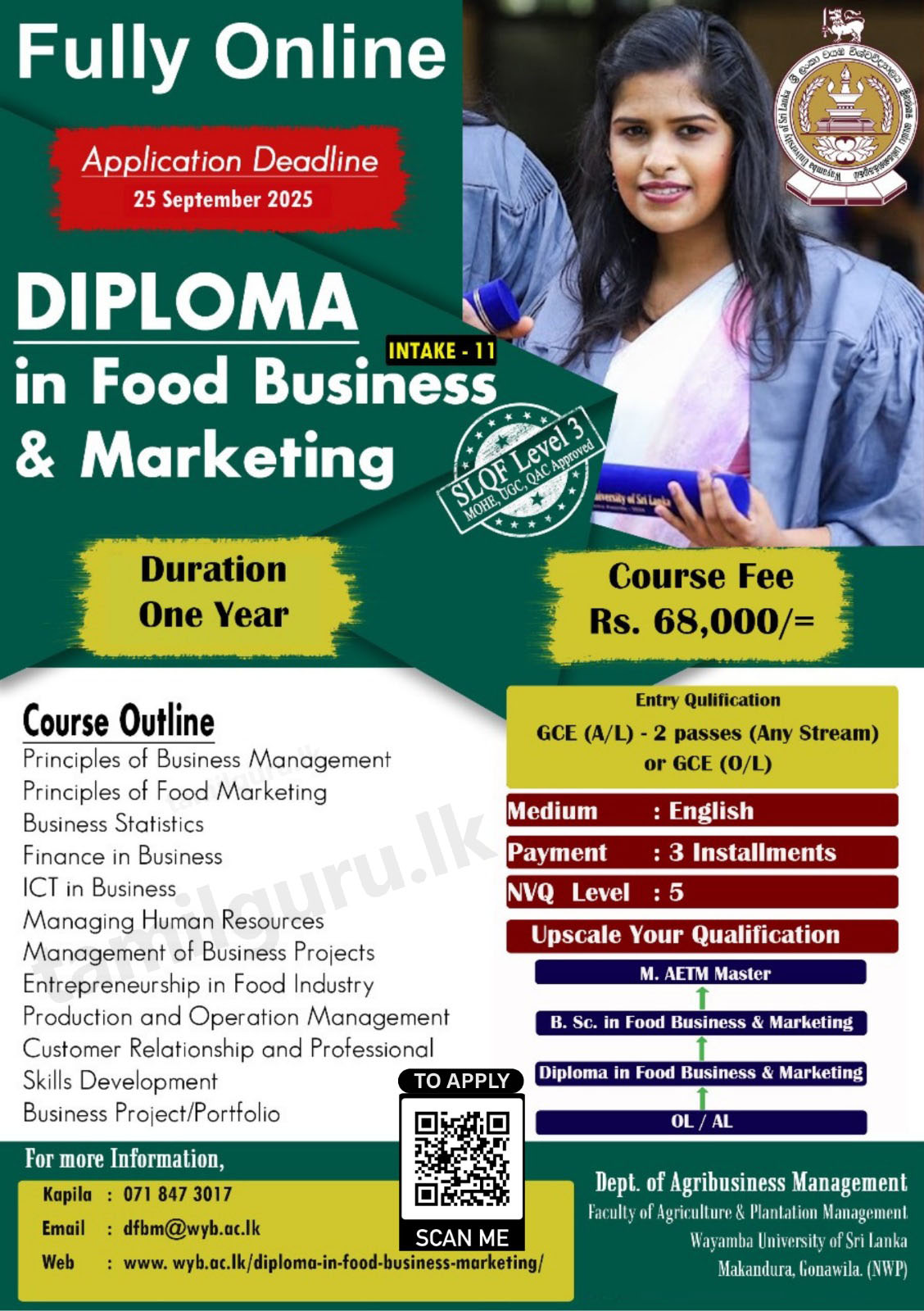 Diploma in Food Business and Marketing (DFBM) 2025 - Wayamba University