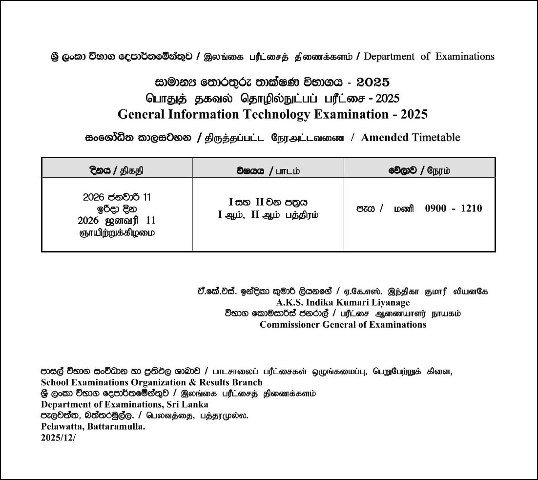 GIT Exam Time Table Released - 2025