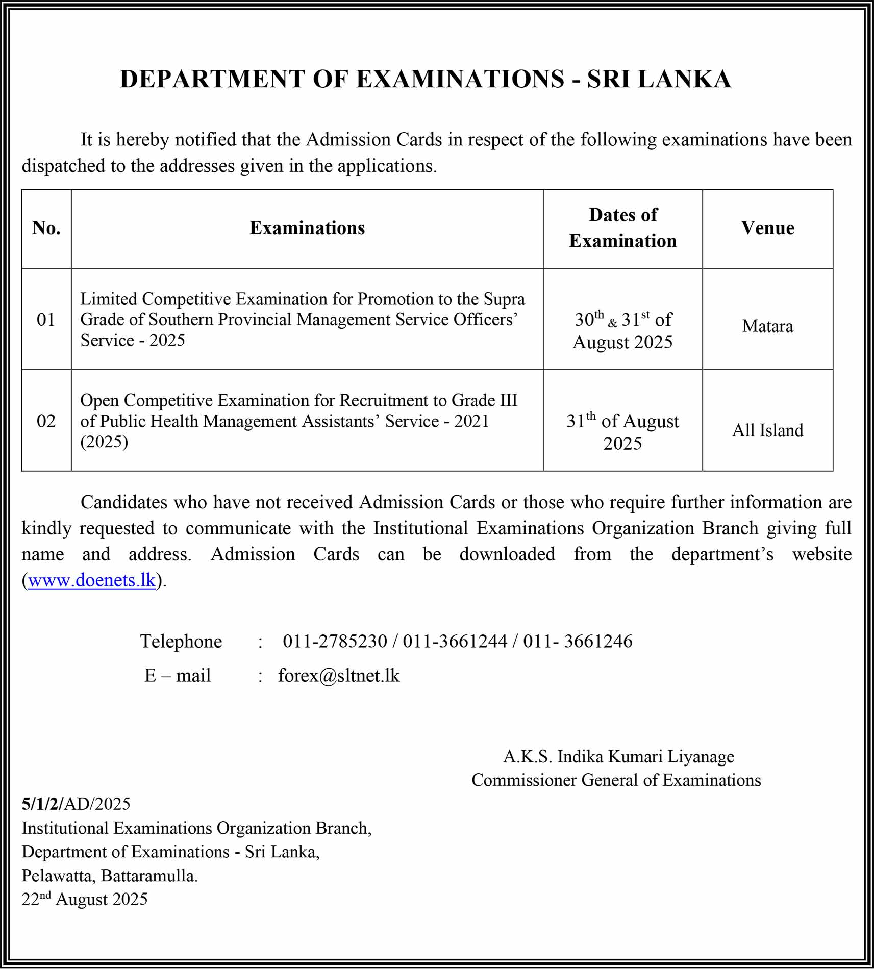 Public Health Management Assistant Exam Admission Card Download 2025