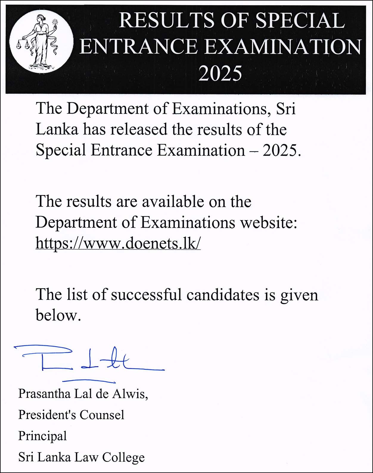 Law College Special Entrance Exam Results Released 2025
