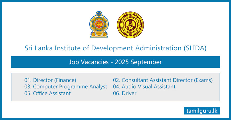 Sri Lanka Institute of Development Administration (SLIDA) Vacancies 2025 September