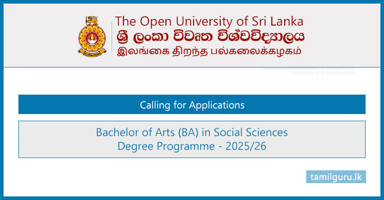 BA in Social Sciences Degree Programme 2025 - Open University (OUSL)