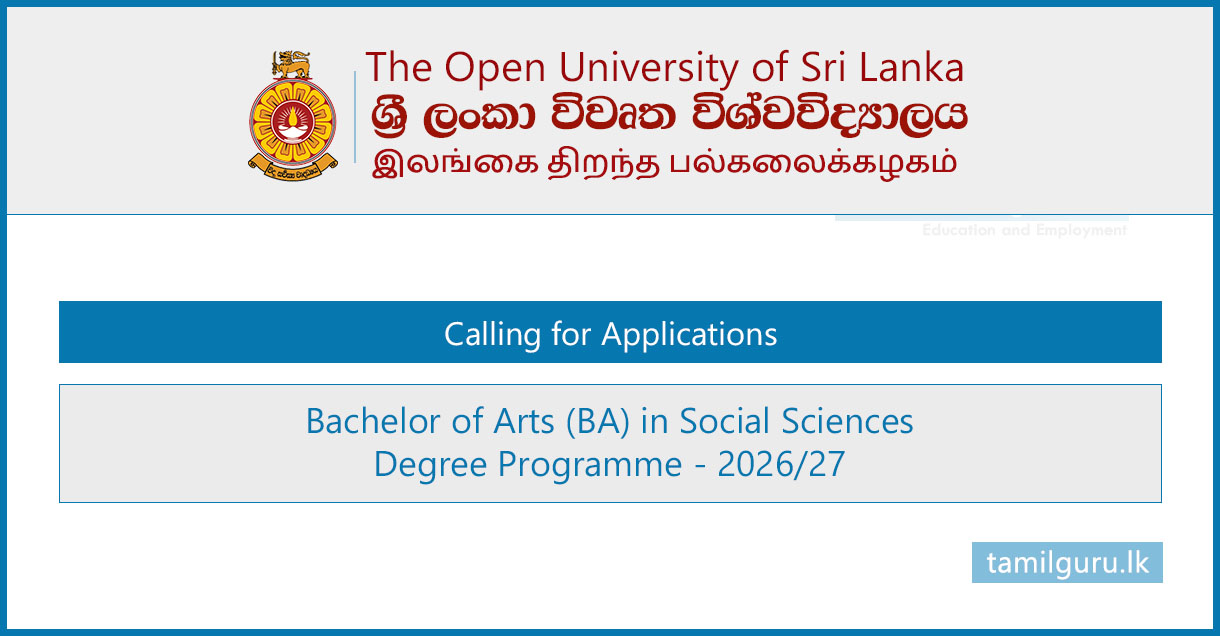 BA in Social Sciences Degree Programme 2026 – Open University (OUSL)