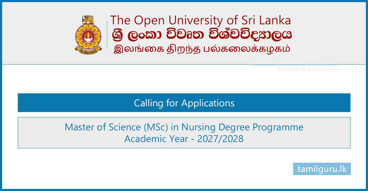 Master of Science (MSc) in Nursing Degree Programme Academic Year - 2027/2028