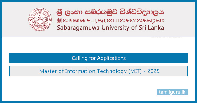 Master of Information Technology (MIT) 2025 - Sabaragamuwa University